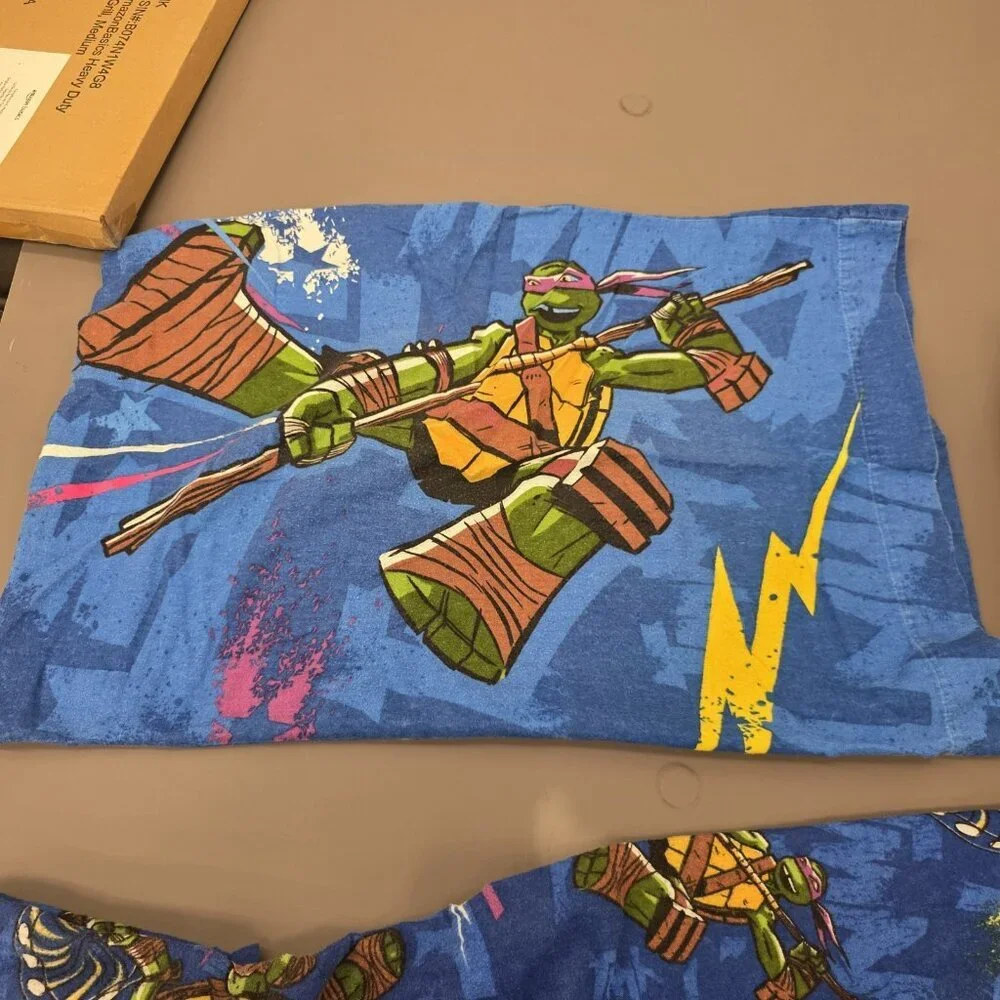 Teenage Age Mutant NinjTurtles Kids Fleece Sheet & Pillow Case Twin Set Vintage
